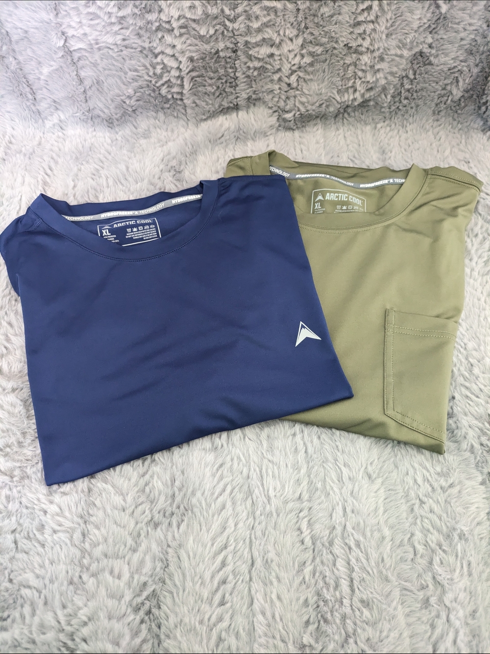 Arctic Cool Men’s Short Sleeve Performance Tees Set Of 2  — Blue & Khaki XL